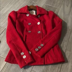 Women's Red Double-Breasted Jacket